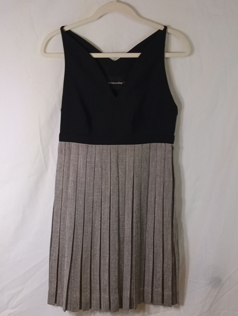 Alldressedup Sleeveless Black and Gray  Pleated Women’s Dress
